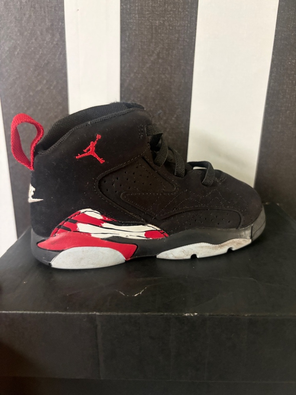 Jordan Kids Black and Red High-Top Sneakers